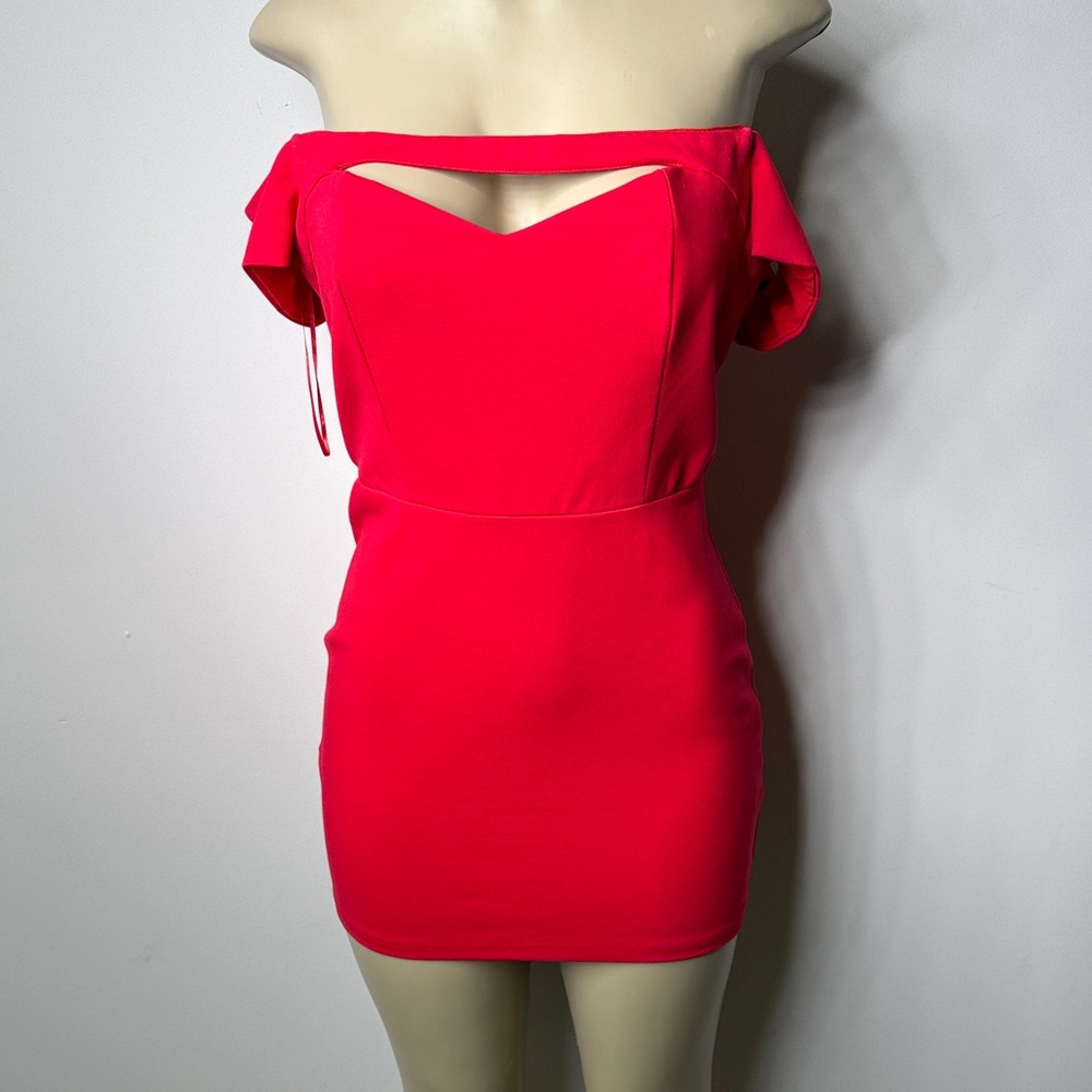 superdown Red Off-Shoulder Cutout Bodycon Mini Dress